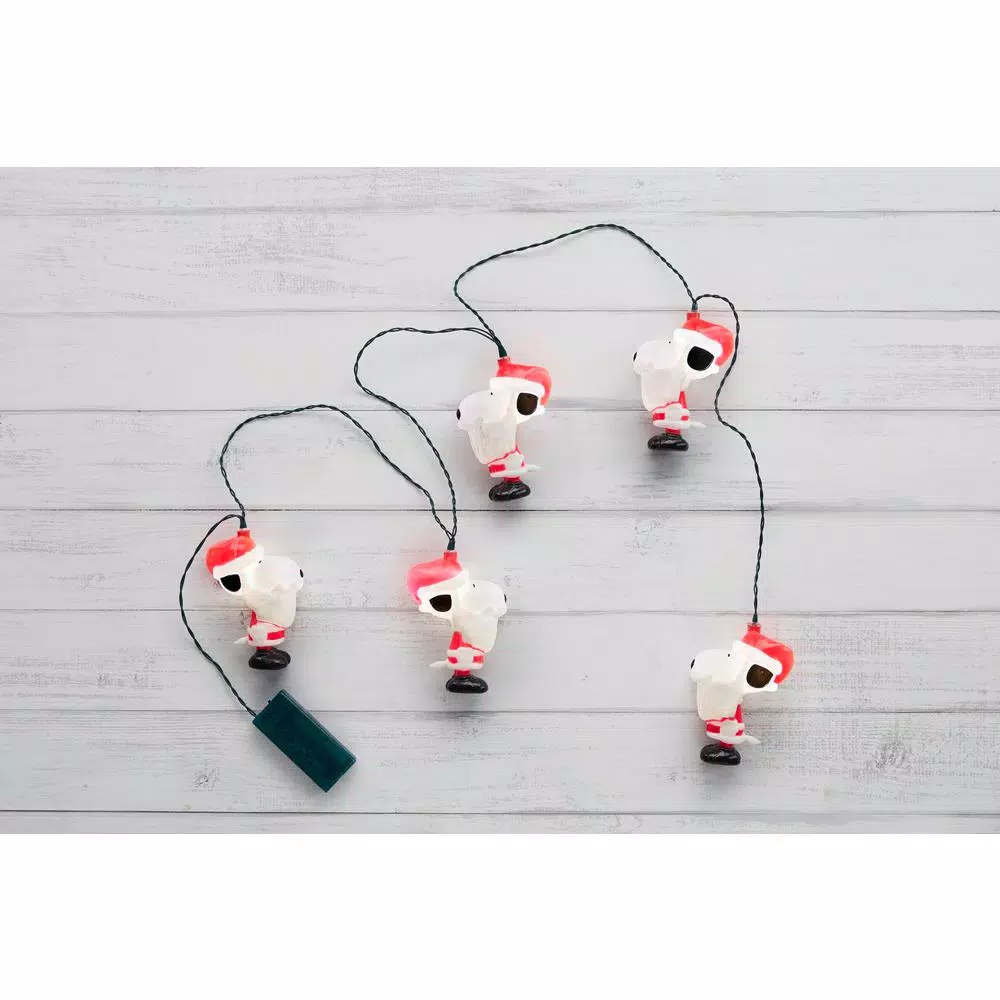 Peanuts Snoopy 5-Light LED Battery Operated Holiday String Lights, 56 in., White
