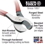 Klein Tools 9.5 in. Journeyman High Leverage Cable Cutter thumbnail 2