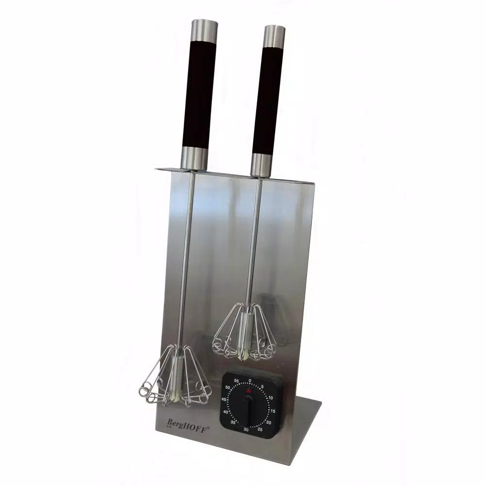 BergHOFF Stainless Steel Whisk Set with Stand and Built-in Timer