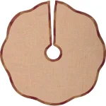 VHC Brands 21 in. Burgundy Check Red Primitive Christmas Tree Skirt with Scalloped Edge thumbnail 2