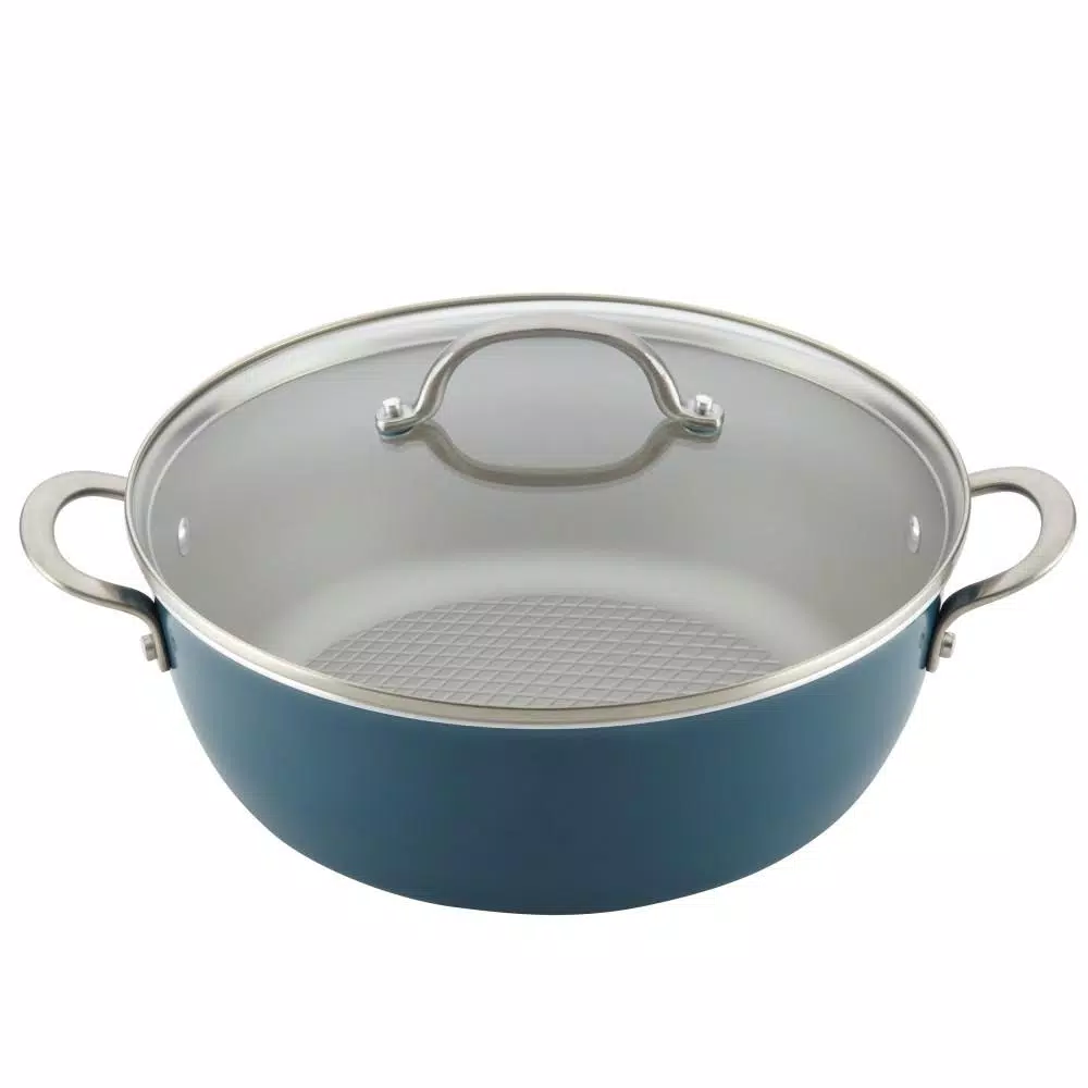 Ayesha Curry Ayesha Home Collection 7.5 Qt. Aluminum Nonstick Stock Pot with Glass Lid, Twilight Teal