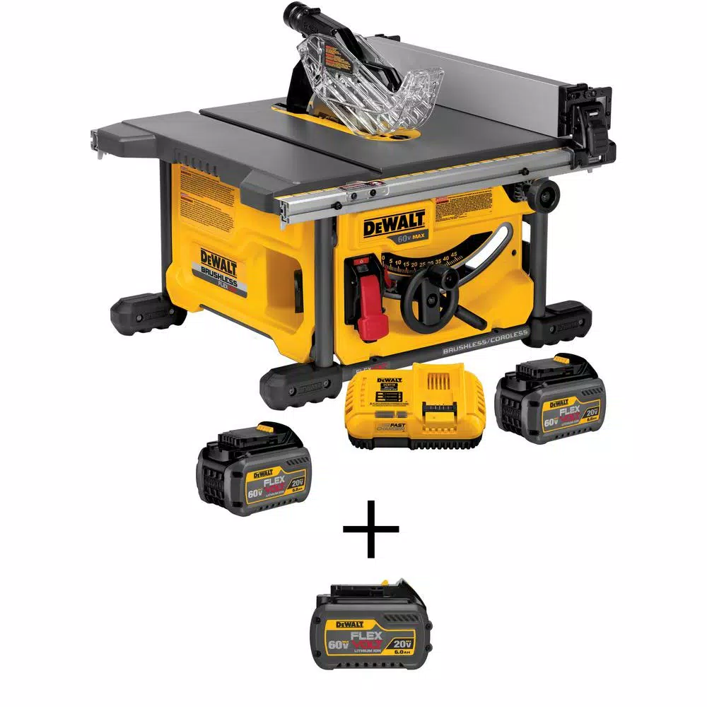 DEWALT FLEXVOLT 60V MAX Cordless Brushless 8-1/4 in. Table Saw Kit with (3) 6.0 Ah Batteries