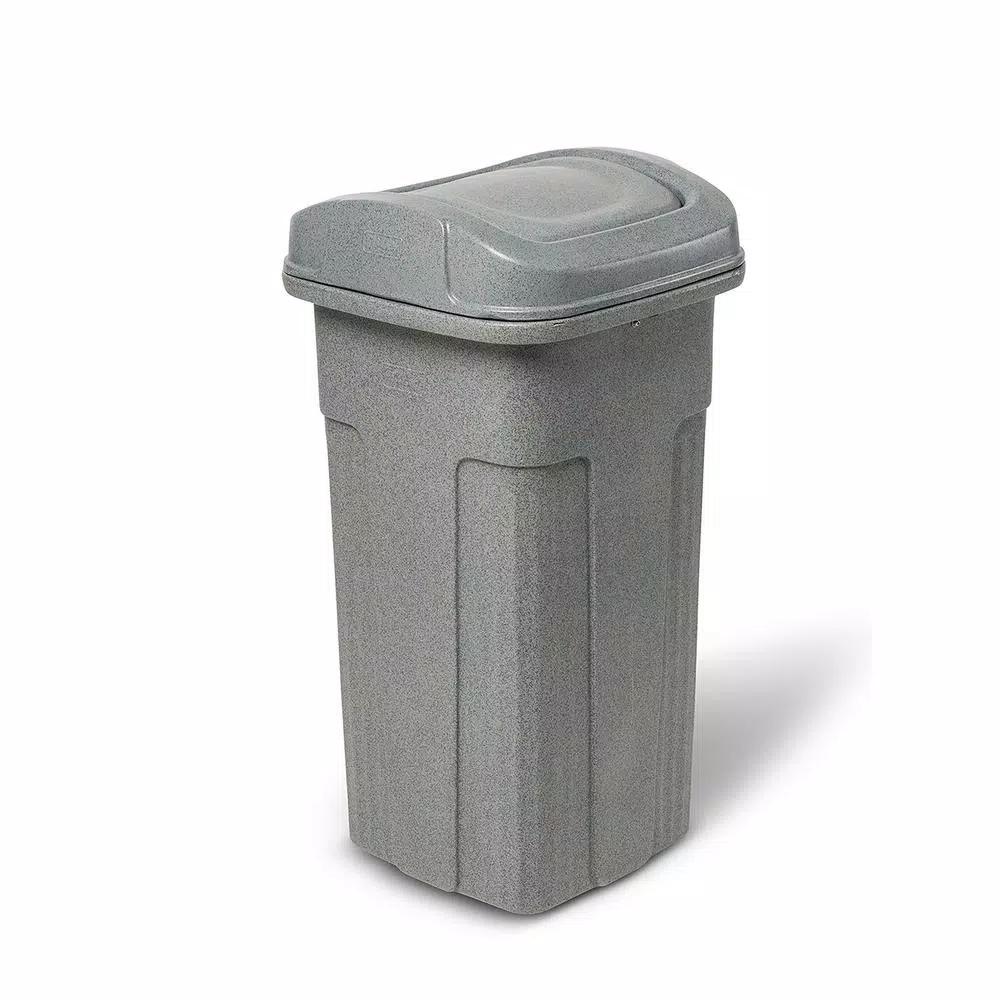 Toter Slimline 25 Gallon Square Trash Can - Graystone Heavy Duty Polyethylene