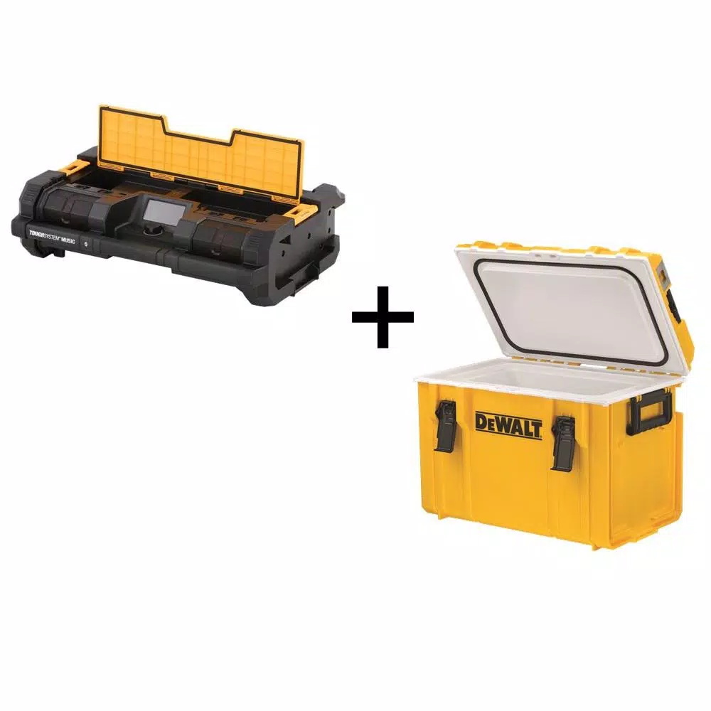 DEWALT TOUGHSYSTEM Portable Radio & Digital Music Player with Tool Box Cooler Bundle