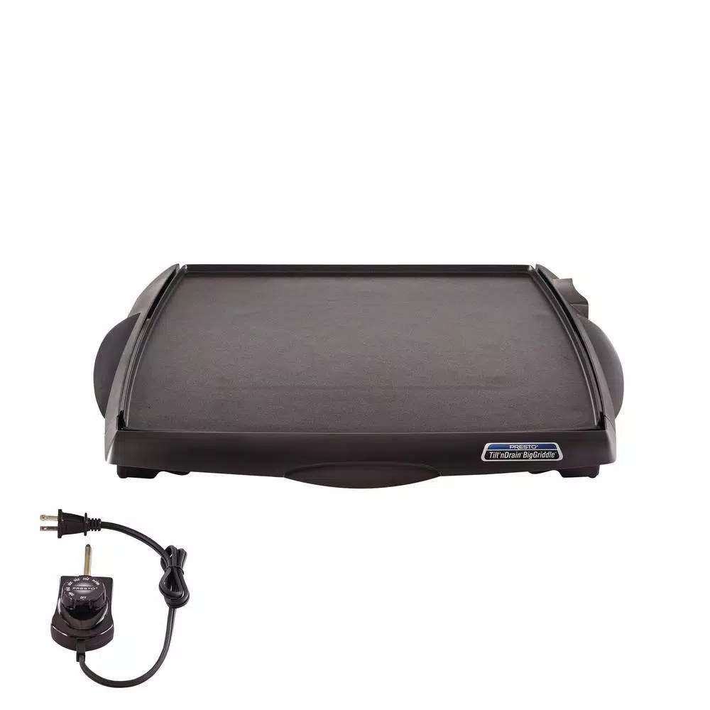 Presto Tilt 'n Drain 285 sq. in. Non-Stick Electric Griddle, Black