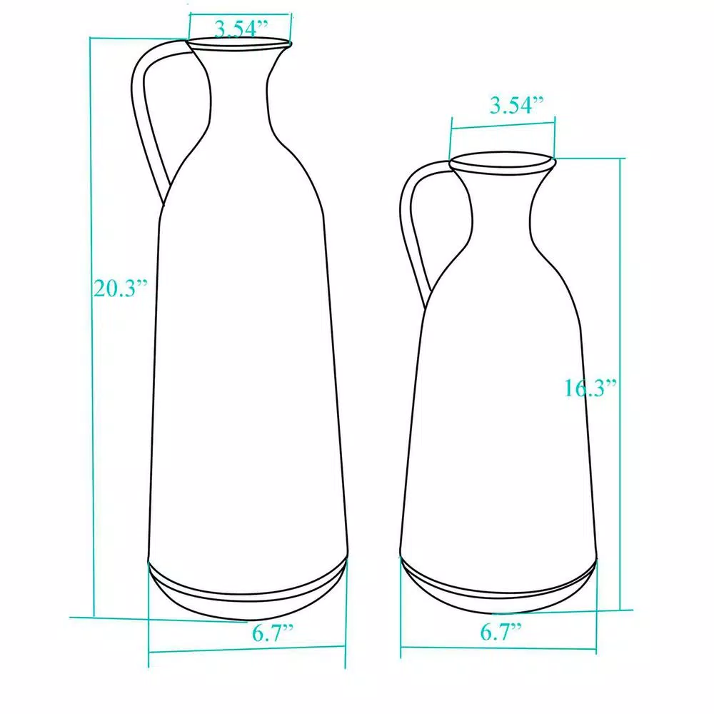 Winsome House 2-Piece White Metal Roma Pitcher Vase Set - Distressed Shabby Chic Urn Style
