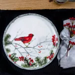 Home Essentials 12" Cardinal Holly Round Ceramic Serving Platter for Christmas thumbnail 2