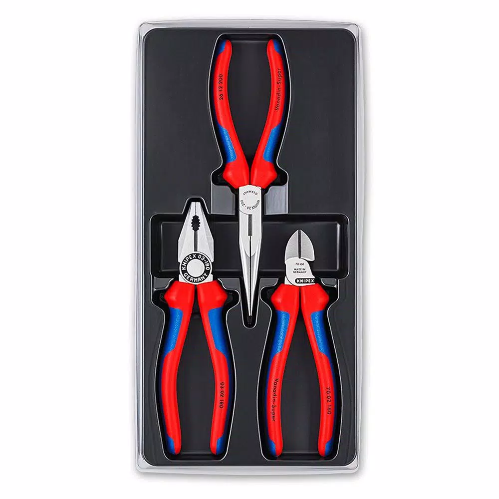 KNIPEX 3-Piece Combination Long Nose and Diagonal Cutter Plier Set