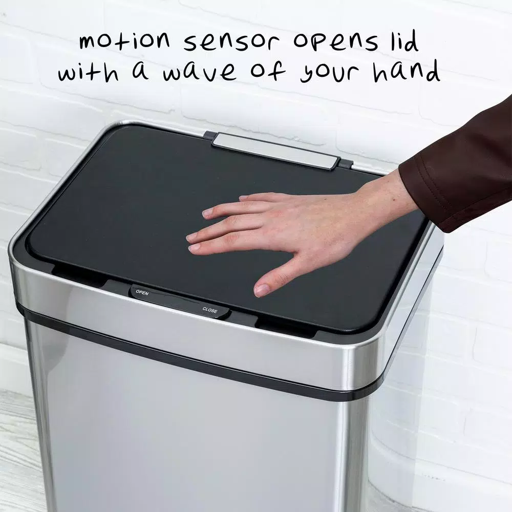 Honey-Can-Do 13 Gal. Stainless Steel Touchless Motion Sensor Trash Can with Digital Timer