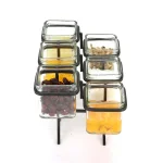 Mind Reader 6-Compartment Black Metal Condiment Server with 6 Removable 8 oz Glass Jars thumbnail 3