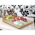 Epicureanist Sonoma Cheese Tray Serving Set with Bamboo Board, Glass Center, and Ceramic Dish thumbnail 6