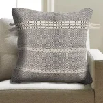 LR Resources Zanthia Black and Natural Striped Hypoallergenic 100% Cotton 20 in. x 20 in. Throw Pillow thumbnail 5