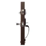Copper Creek Polished Stainless Contemporary Front Door Handleset with Right-Hand Scandinavian Lever Trim thumbnail 3