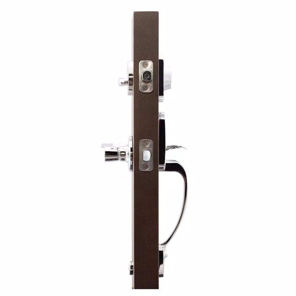 Copper Creek Polished Stainless Contemporary Front Door Handleset with Right-Hand Scandinavian Lever Trim