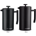 Belwares 34 oz. Black Stainless Steel French Press Coffee Maker thumbnail 4