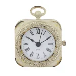Stonebriar Collection Weathered White Metal Tabletop Analog Clock with Roman Numerals thumbnail 2