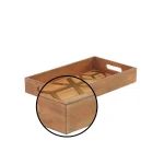 LITTON LANE Rustic Brown Wood Decorative Trays with Gold Geometric Patterns, Set of 2 thumbnail 3