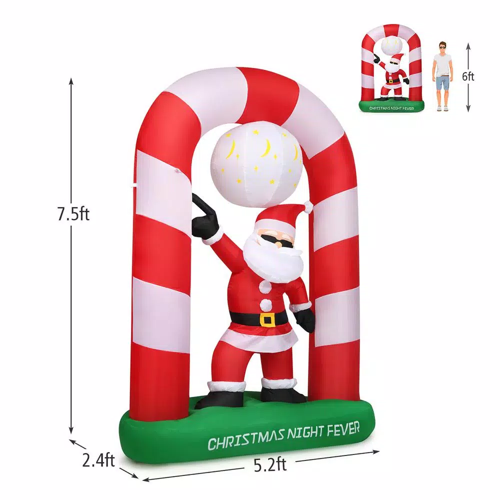Costway 7.5 ft. Christmas Inflatable Santa Claus Archway Yard Decoration with Lights