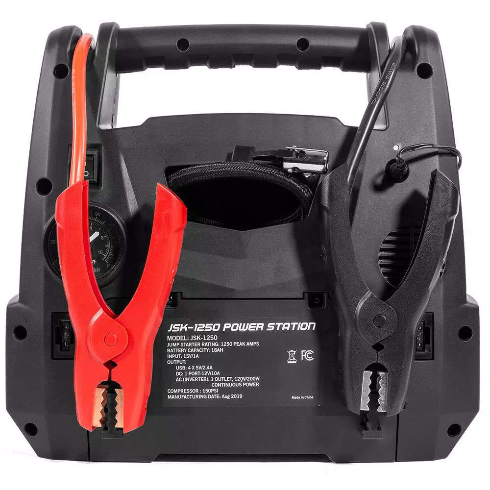 XtremepowerUS 6-in-1 Portable Jump Starter with 1250 Peak Amp & Digital Air Compressor