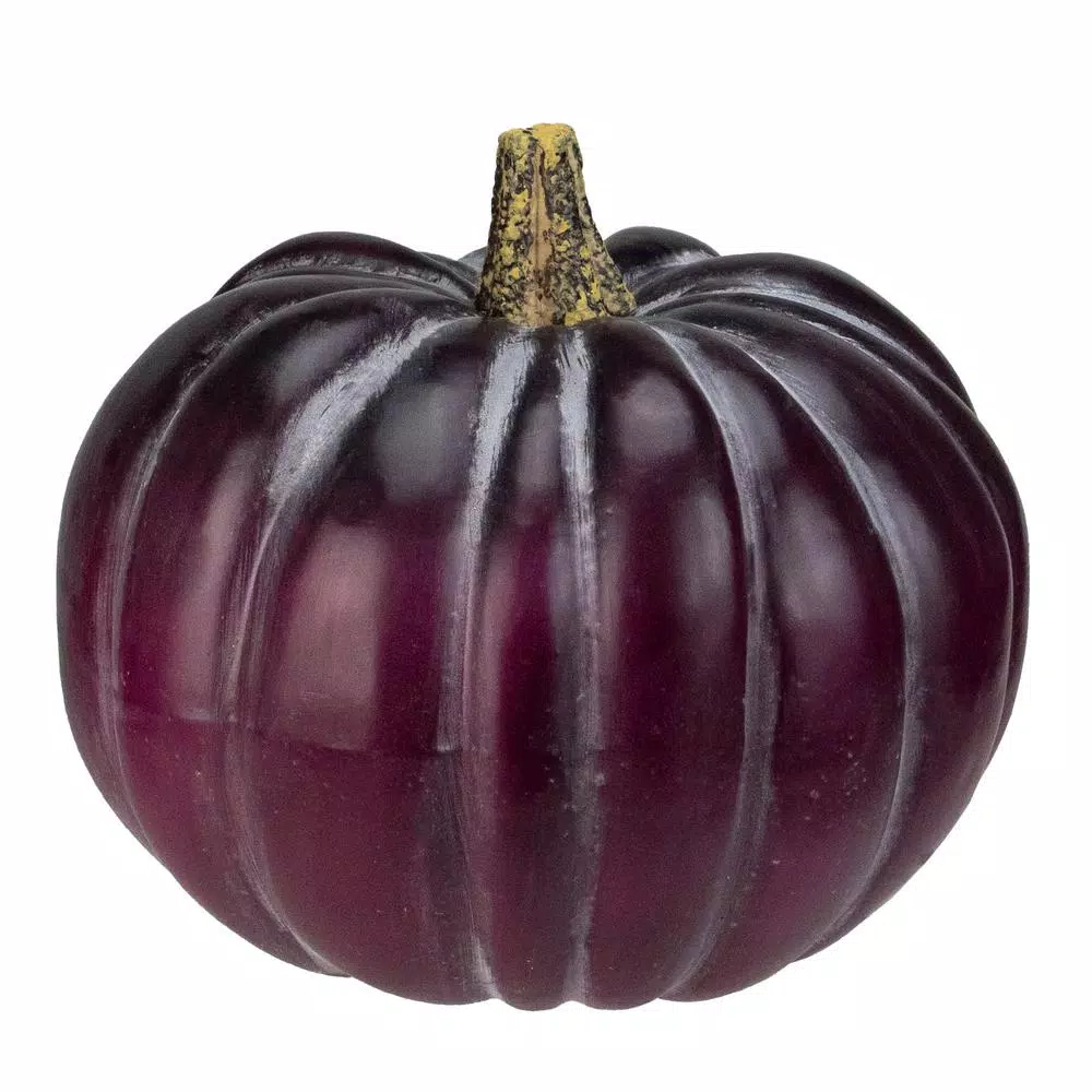 Northlight Dark Purple Round Pumpkin Fall Harvest Tabletop Decoration, 9 in. H