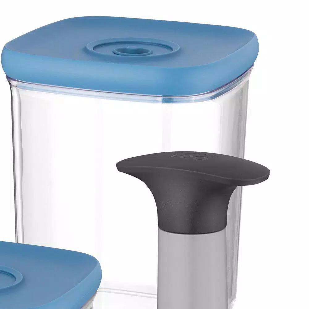 BergHOFF Leo 4-Piece Vacuum Food Container Set, Airtight & Stackable Storage Containers, Blue