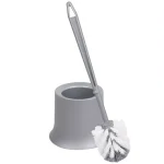 Unbranded Gray Plastic Toilet Brush with Holder, Tapered Nylon Bristles, Compact Design thumbnail 4