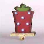 Glitzhome Marquee LED Gift Box Christmas Stocking Holder with Iron Hook, 7.48 in. thumbnail 2