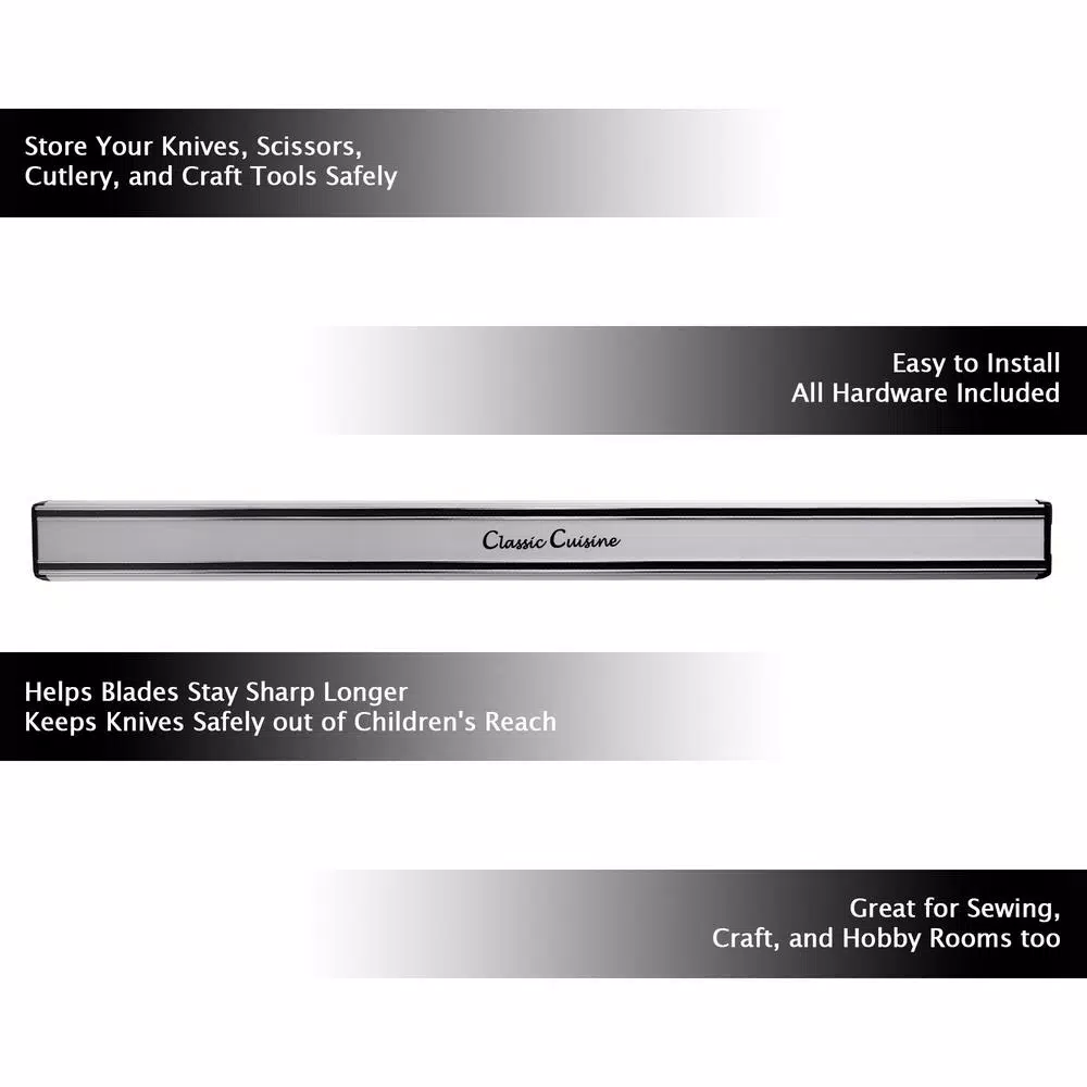 Classic Cuisine 22 in. Silver Magnetic Aluminum Knife Storage Bar