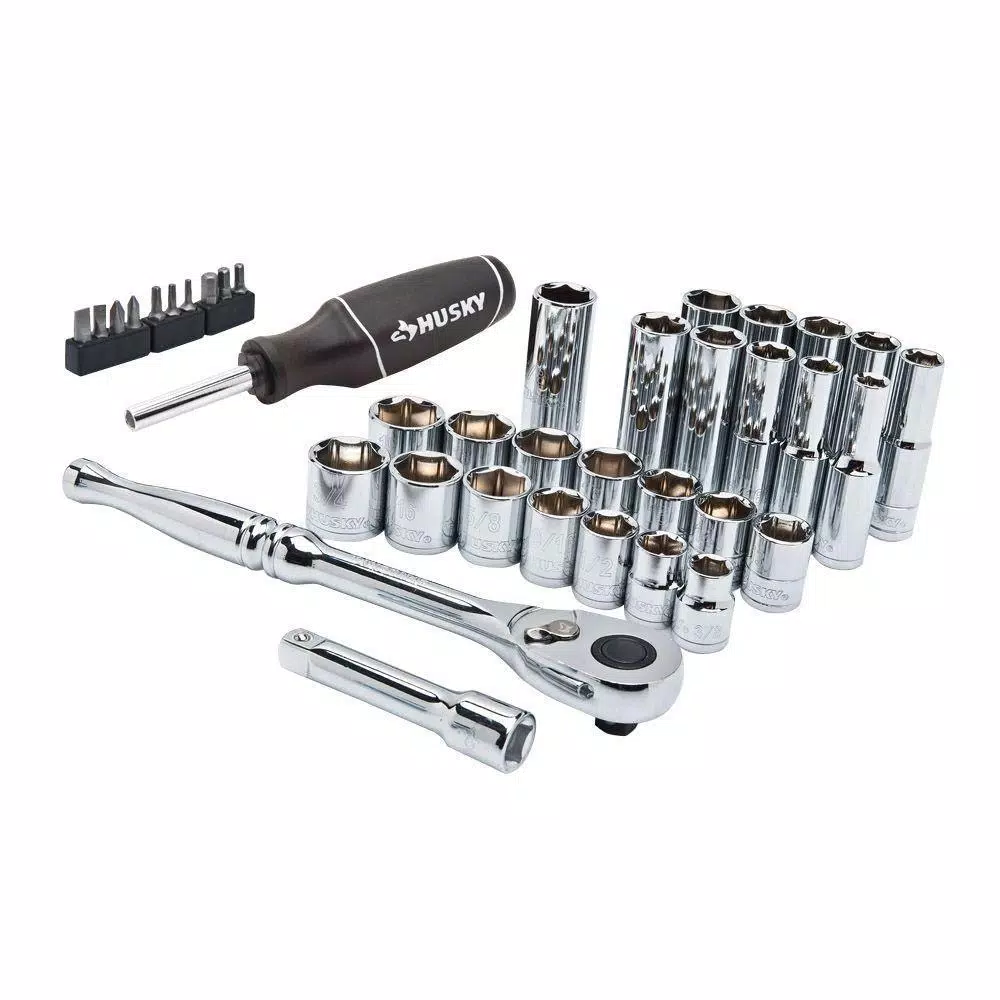 Husky 38-Piece 3/8 in. Drive Mechanics Tool Set with Chrome Alloy Steel Sockets