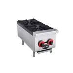 SABA 12 in. Commercial Gas Hotplate Cooktop, 2 Burners, Stainless Steel thumbnail 1