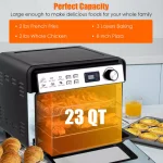 Costway 23 Qt. 12-in-1 Air Fryer Oven with Rotisserie, 1700W Convection Toaster Oven, Black thumbnail 4