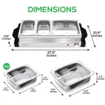 NutriChef 27.6 in. 3-Burner Stainless Steel Electric Buffet Server Food Warming Tray thumbnail 2
