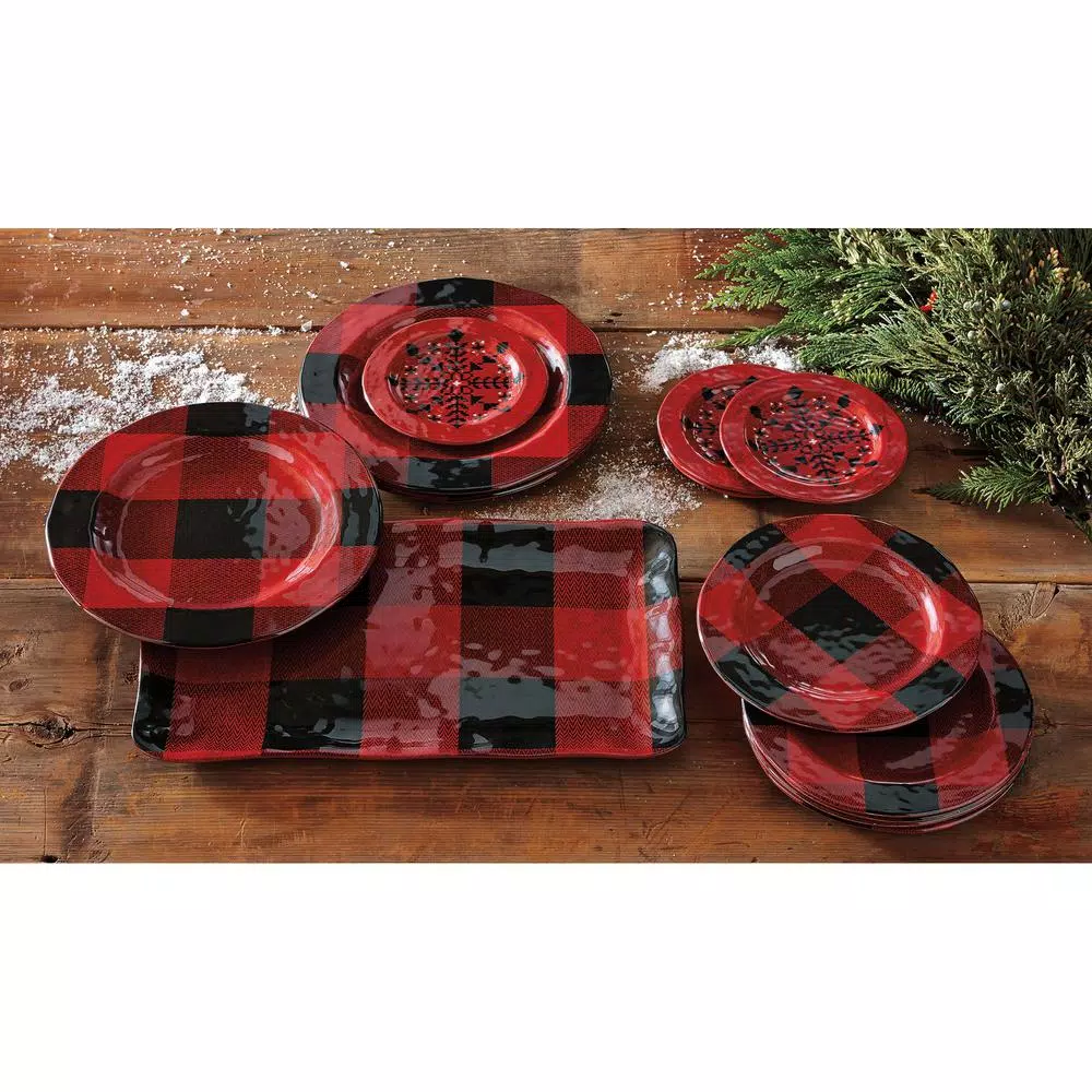 Tag Buffalo Red and Black Melamine Serving Platter, 1-Piece