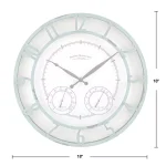 FirsTime 18 in. Laguna Round Outdoor Wall Clock with Thermometer and Hygrometer - Aged Teal thumbnail 3