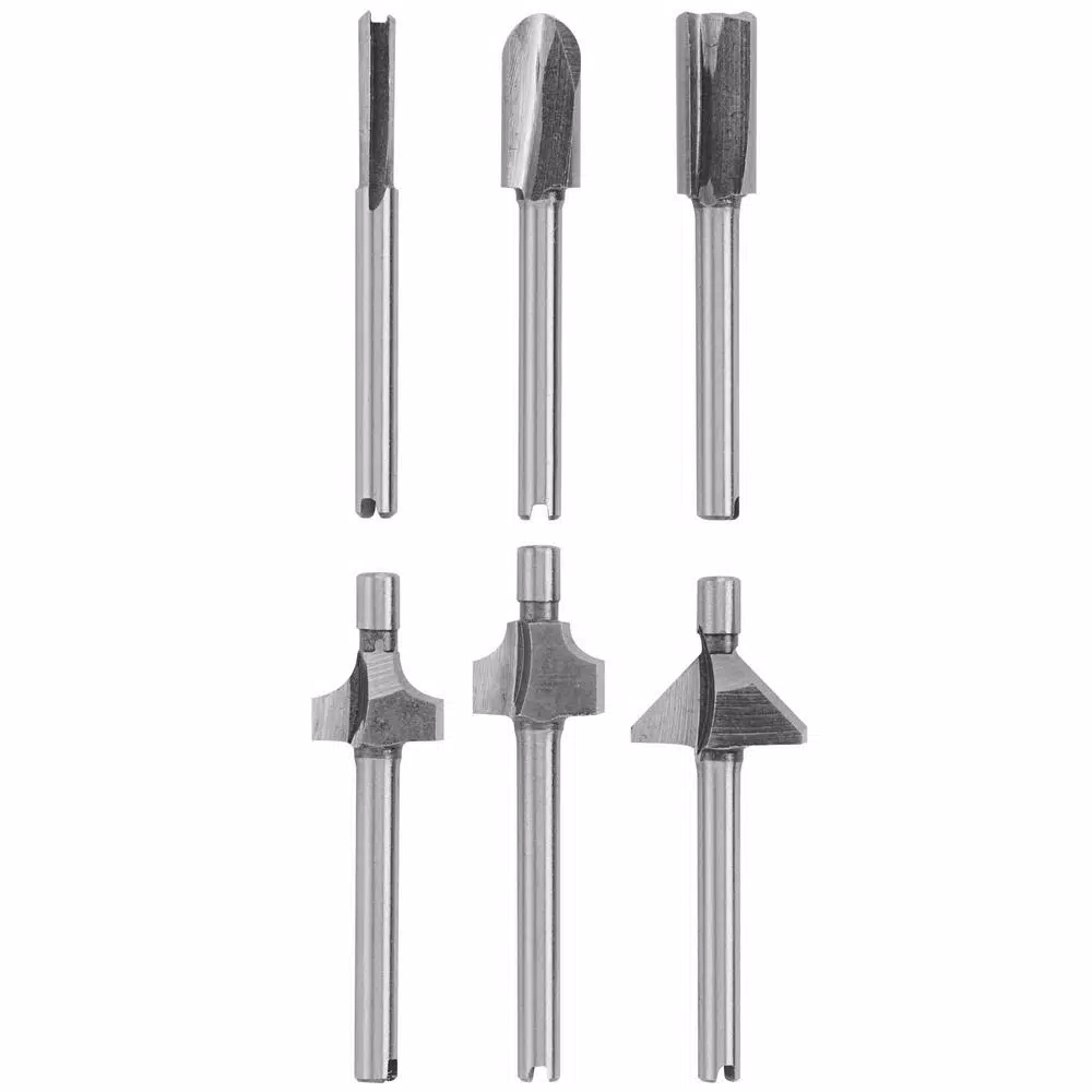 Dremel Plunge Router Attachment with 6-Piece High-Speed Steel Router Bit Set for Woodworking