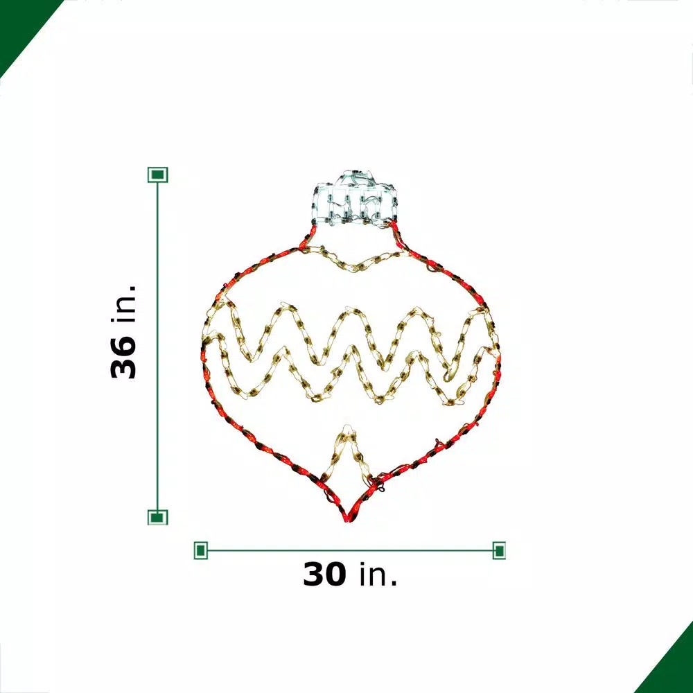 Fraser Hill Farm 3 ft. 137-Light LED Oval Drop Ornament Christmas Light - Red/Warm White