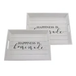 Stonebriar Collection Stonebriar Rustic Worn White Wooden Serving Tray Set of 2 - Happiness is Homemade thumbnail 3