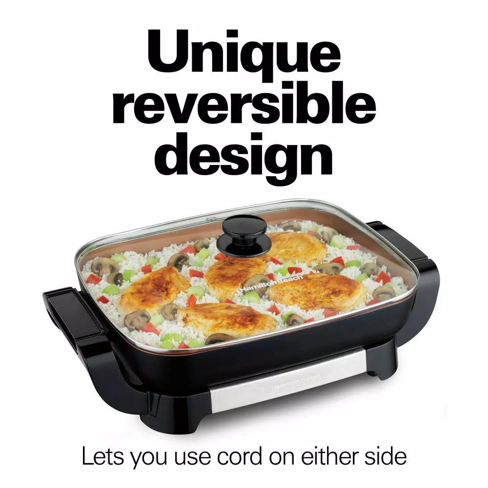 Hamilton Beach Durathon Ceramic 180 sq. in. Electric Skillet with Removable Pan, Black