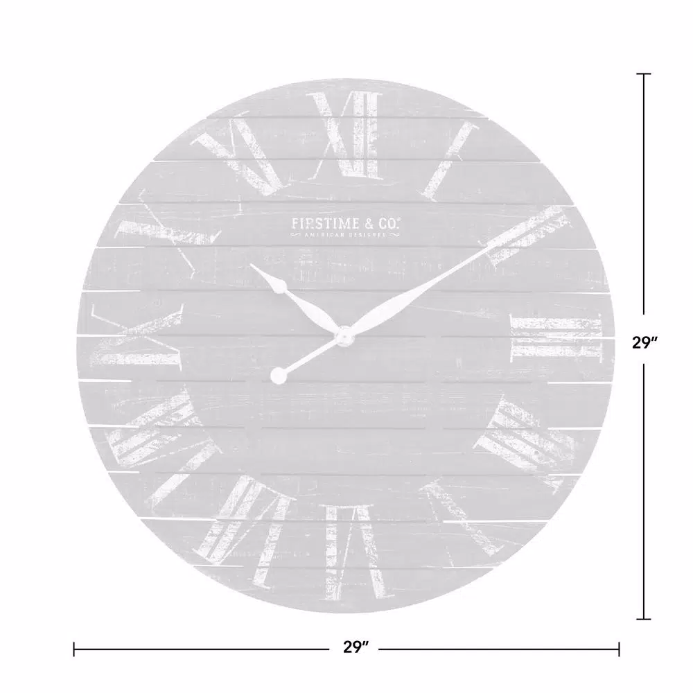 FirsTime & Co. 29 in. Midnight Shiplap Wall Clock - Rustic Farmhouse Decor