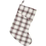 VHC Brands Amory Ivory White & Brick Red Plaid 15 in. Cotton Farmhouse Christmas Stocking thumbnail 1