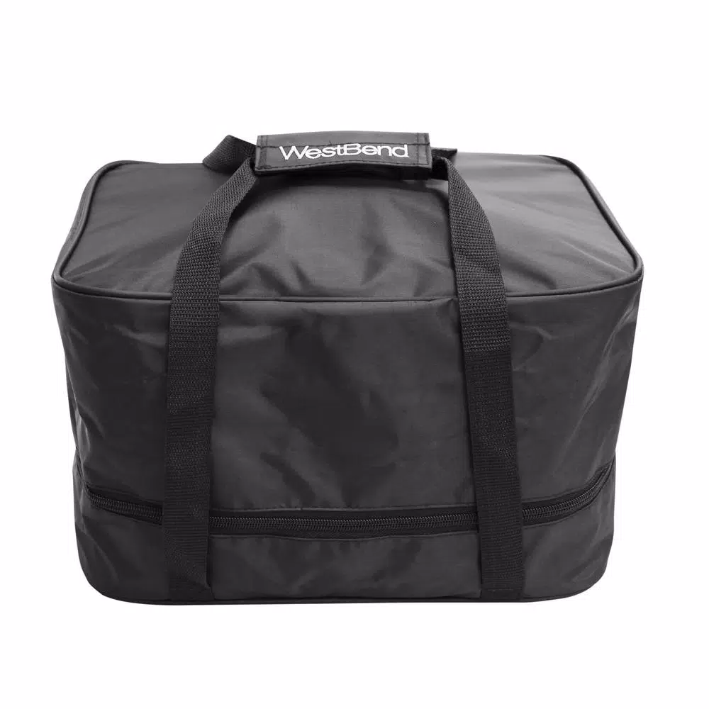 West Bend 5 Qt. Blue Non-Stick Versatility Slow Cooker with Griddle Base, Travel Lid and Thermal Tote