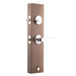Copper Creek Craftsman Polished Stainless Steel Front Door Handleset with Left-Hand Scandinavian Lever thumbnail 4