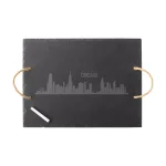 Cathy's Concepts Chicago Skyline Black Slate Serving Tray with Hemp Handles thumbnail 6