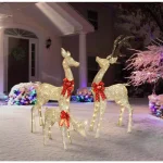 Puleo International Set of 3 Pre-Lit Deer Family Sculpture with Warm White LED Lights thumbnail 2