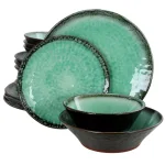 GIBSON elite Green Lantern 16-Piece Teal Terra Cotta Dinnerware Set, Service for 4 thumbnail 1
