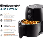 Maximatic Elite Gourmet 4 Qt. Air Fryer, 1000W Oil-Free Countertop Cooker, Black thumbnail 2