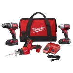 Milwaukee M18 18V Lithium-Ion Cordless 3-Tool Combo Kit with 2 1.5 Ah Batteries and Charger thumbnail 1