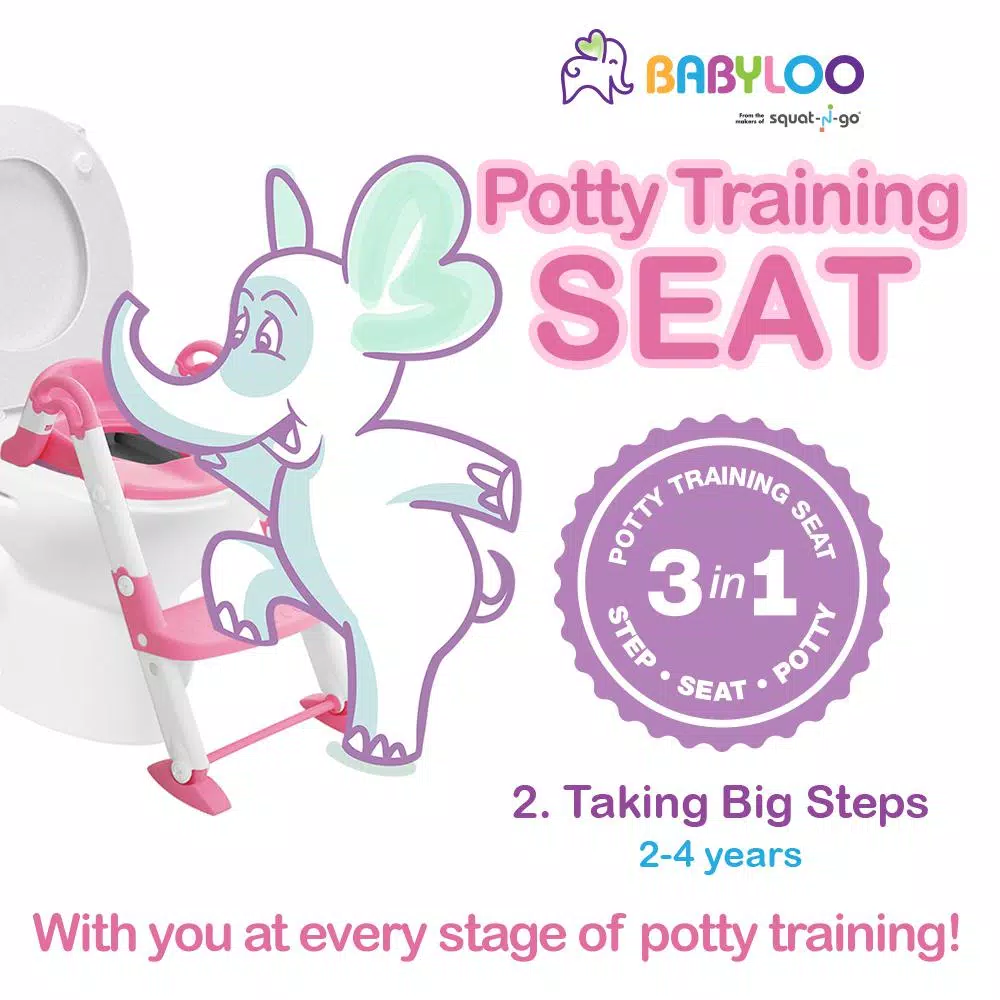 Babyloo Bambino 3-in-1 Convertible Toddler Potty Trainer and Step Stool - Pink