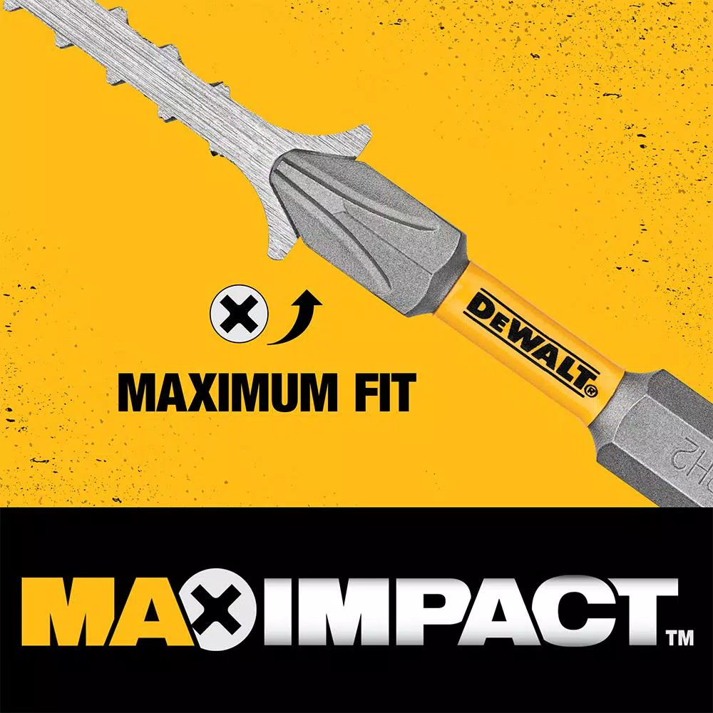 DEWALT MAX IMPACT #2 Phillips Screwdriver Bits, 2.5 in., 15-Piece Set with Bulk Storage