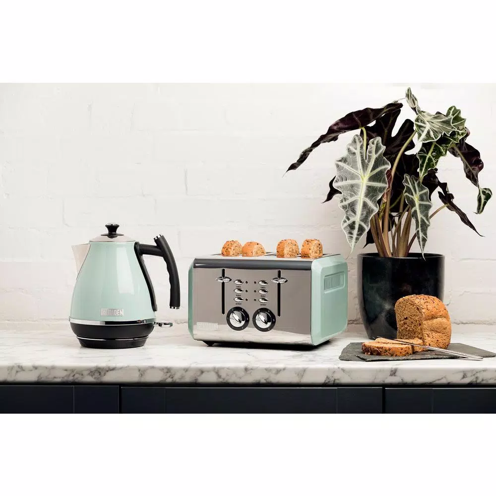 Haden Cotswold 4-Slice Wide Slot Retro Toaster, 1500W, Sage Green